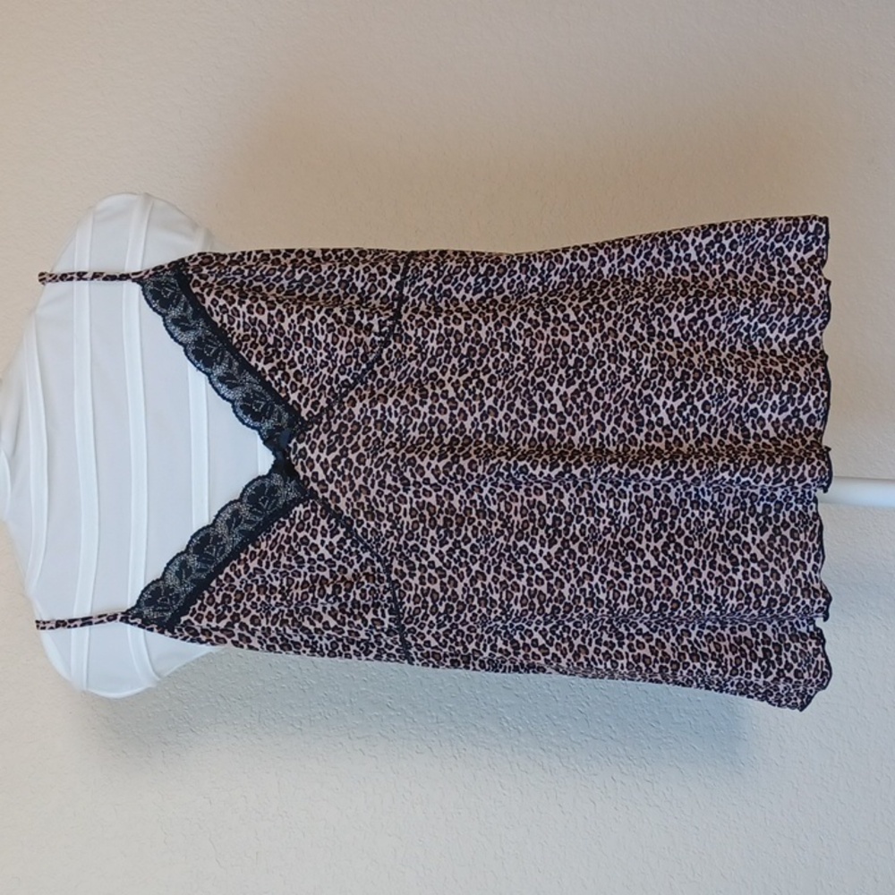 3/$25 SALE Apt 9 Intimates Camisole Leopard Animal Print Black Lace Womens Large
